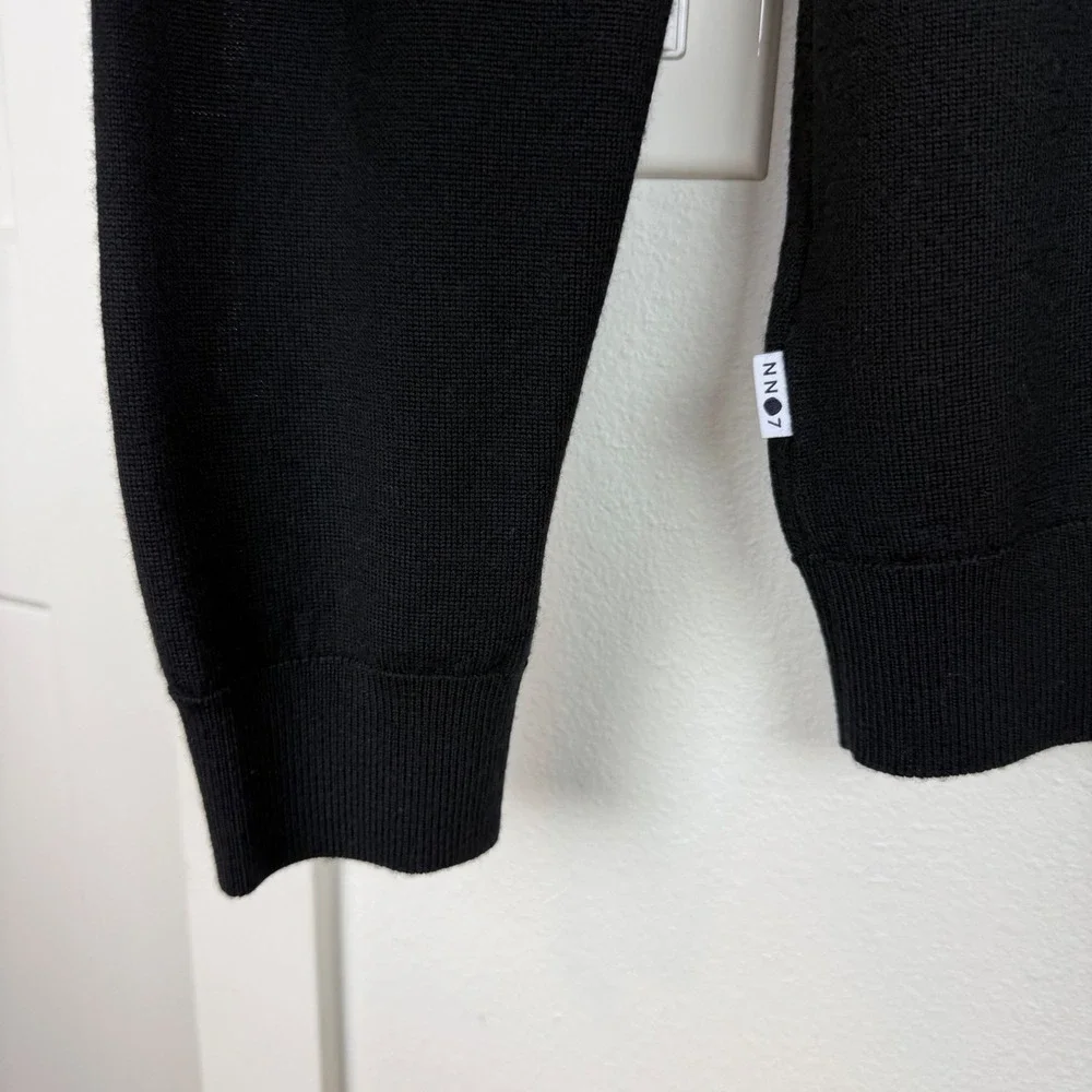 NN07 No Nationality Black Martin 6328 Slim Fit Mock Neck Wool Sweater Medium